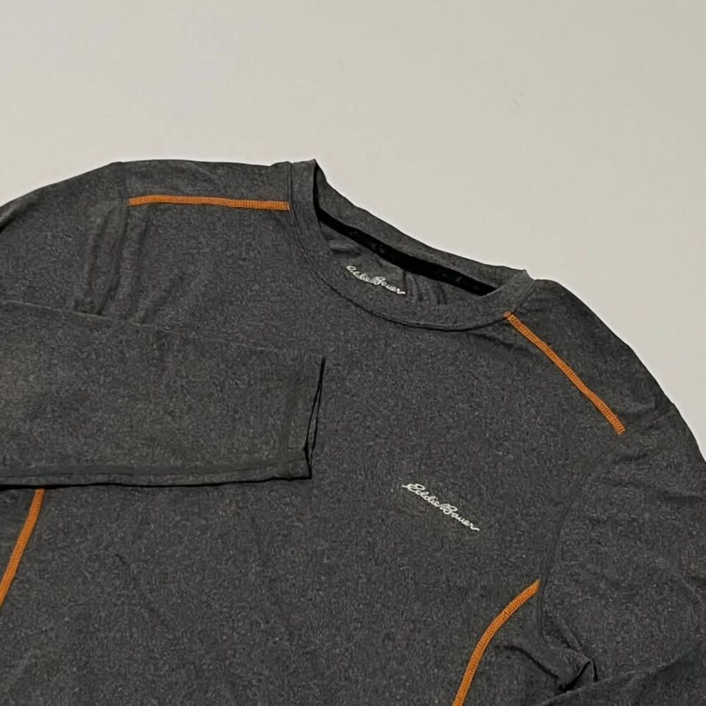 Eddie Bauer Men's M Gray Performance Long Sleeve Shirt 90% Polyester Spandex